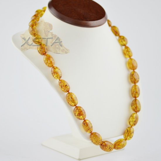 Olive cognac Baltic amber necklace